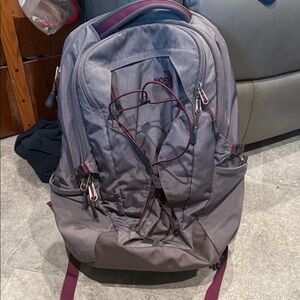 The North Face Gray and Maroon Backpack